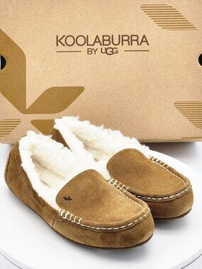 Koolaburra by UGG Lezly Chestnut Suede Shearling Moccasin Slippers Women Size 7
